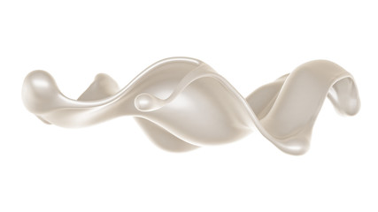 Splash of thick white liquid, milk. 3d illustration, 3d rendering.