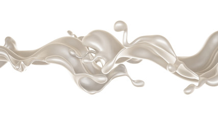 Splash of thick white liquid, milk. 3d illustration, 3d rendering.