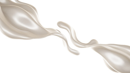 Splash of thick white liquid, milk. 3d illustration, 3d rendering.