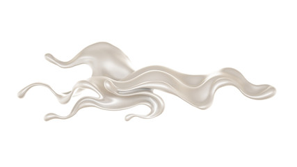 Splash of thick white liquid, milk. 3d illustration, 3d rendering.