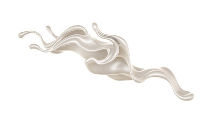 Splash of thick white liquid, milk. 3d illustration, 3d rendering.