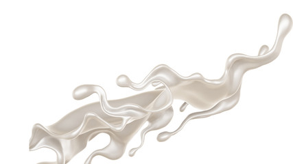 Splash of thick white liquid, milk. 3d illustration, 3d rendering.