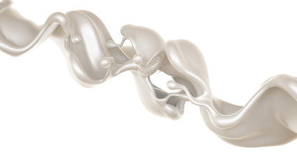 Splash of thick white liquid, milk. 3d illustration, 3d rendering.