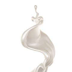 Splash of thick white liquid, milk. 3d illustration, 3d rendering.