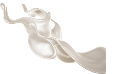 Splash of thick white liquid, milk. 3d illustration, 3d rendering.