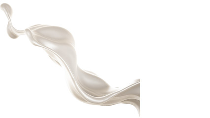 Splash of thick white liquid, milk. 3d illustration, 3d rendering.