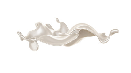 Splash of thick white liquid, milk. 3d illustration, 3d rendering.