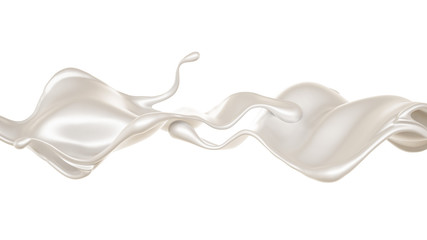 Splash of thick white liquid, milk. 3d illustration, 3d rendering.