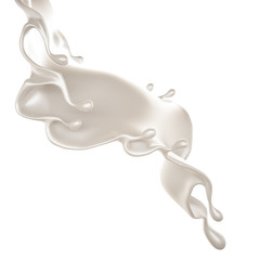 Splash of thick white liquid, milk. 3d illustration, 3d rendering.