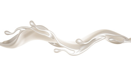 Splash of thick white liquid, milk. 3d illustration, 3d rendering.