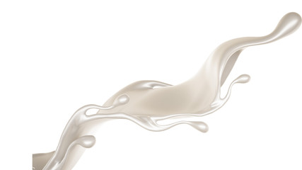 Splash of thick white liquid, milk. 3d illustration, 3d rendering.