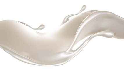 Splash of thick white liquid, milk. 3d illustration, 3d rendering.