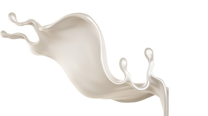 Splash of thick white liquid, milk. 3d illustration, 3d rendering.