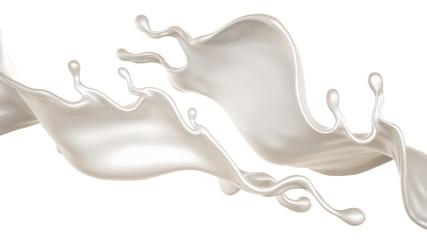 Splash of thick white liquid, milk. 3d illustration, 3d rendering.