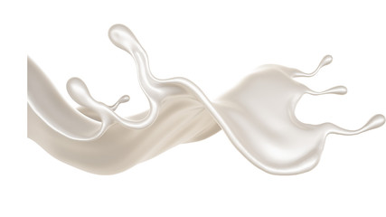 Splash of thick white liquid, milk. 3d illustration, 3d rendering.