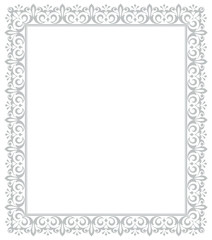 Decorative frame Elegant vector element for design in Eastern style, place for text. Floral grey border. Lace illustration for invitations and greeting cards