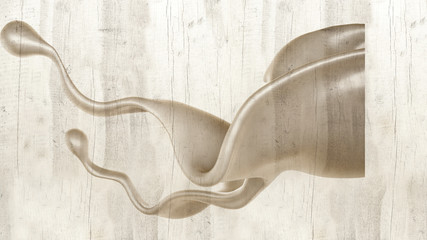 Splash of thick white liquid, milk. 3d illustration, 3d rendering.