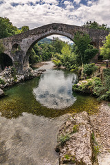 The Roman bridge of Cangas de Onís is a construction located on the Sella River as it passes through Cangas de Onís (Asturias, Spain)