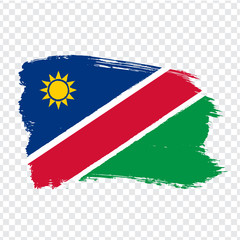 Flag Republic of Namibia from brush strokes.  Namibia Flag isolated.  Flag Namibia for your web site design, logo, app, UI. Africa. EPS10.