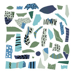 Different shapes and hand drawn textures paper cut