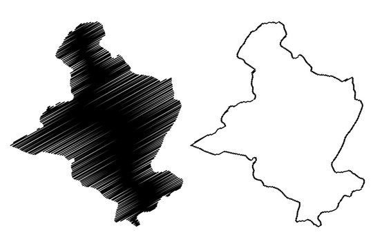 Sidi Bouzid Governorate (Governorates of Tunisia, Republic of Tunisia) map vector illustration, scribble sketch Sidi Bouzid map