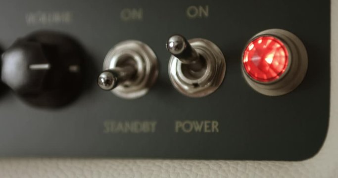 Vintage Tube Guitar Amplifier. Camera Panning Vertically. Music Related 4K Concept