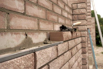brickwork, tools for bricklaying close up