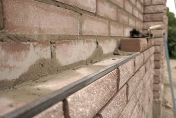 brickwork, tools for bricklaying close up