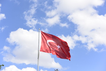 Turkish flag waving in the sky