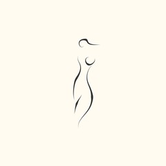 woman body shape nude icon line illustration vector