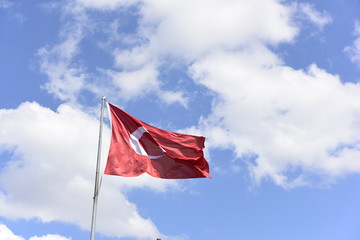 Turkish flag waving in the sky