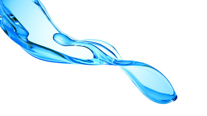 Naklejka premium Splash of clear blue liquid, water. 3d illustration, 3d rendering.