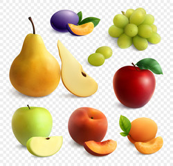 Fruits Realistic Transparent Set