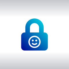 Child lock icon. Locker with smile symbol. Child protection. Vector