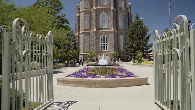 A religious mormon temple located in Logan, Utah.