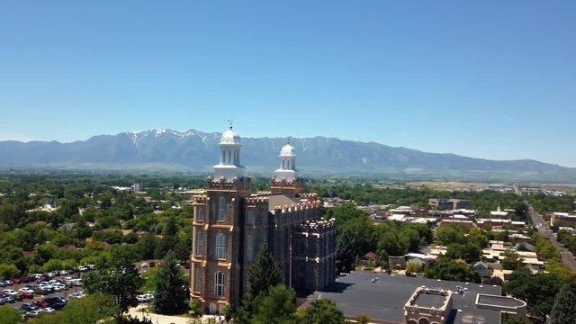 A religious mormon temple located in Logan, Utah.
