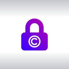 Copyright locker icon. Copywriting sign. Private Information symbol. Quality design elements. Technology copyright locker button. Vector