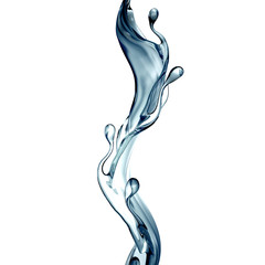 Splash of clear blue liquid, water. 3d illustration, 3d rendering.