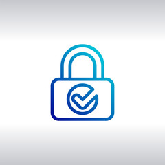 Lock with Check line icon. Private locker sign. Password encryption symbol. Quality design elements. Technology password encryption button. Vector
