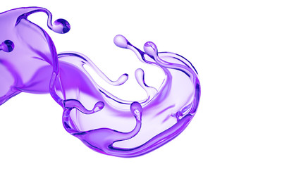 Splash of thick purple liquid. 3d illustration, 3d rendering.