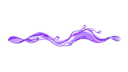 Splash of thick purple liquid. 3d illustration, 3d rendering.