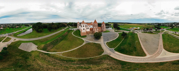 Mir, Belarus. August, 2019. The old red castle of Mir, Belarus, Minsk. Popular tourist place. Museum.