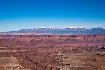 View of the rocky mountains from Arches national park