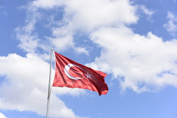 Turkish flag waving in the sky