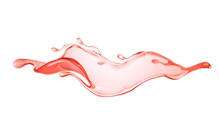 Splash of clear red liquid. 3d illustration, 3d rendering.