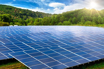 Panoramic view of solar panels, photovoltaic - alternative electricity source