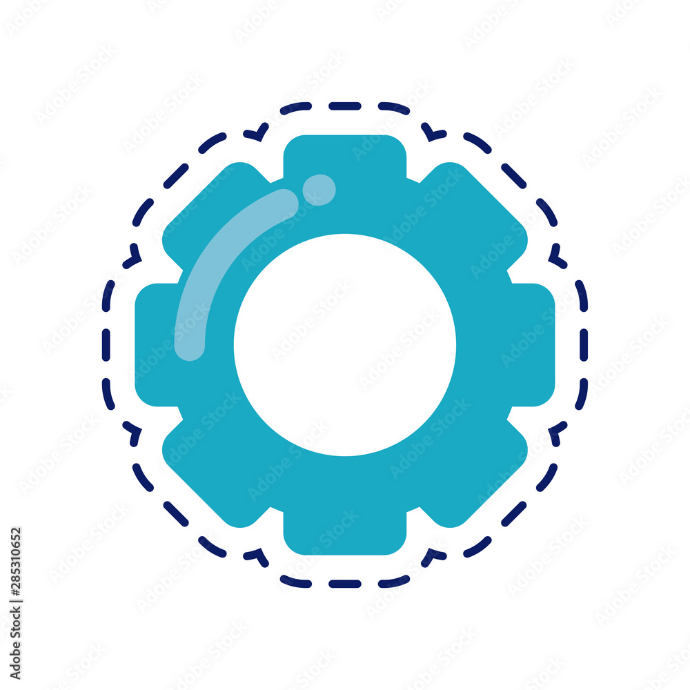 Poster patch of gear pinion machine isolated icon