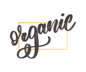 Collection of Green Healthy Organic Natural Eco Bio Food Products lettering calligraphy