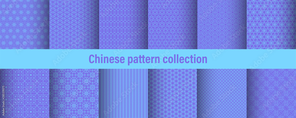 Poster set of chinese pattern. modern background design. vector template set. vintage abstract seamless chi