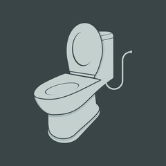 Open Toilet Bowl, simple cartoon Vector Illustration